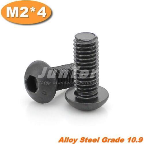 100pcs/lot ISO7380 M2*4 Grade10.9 Alloy Steel Hexagon Socket Button Head Screws