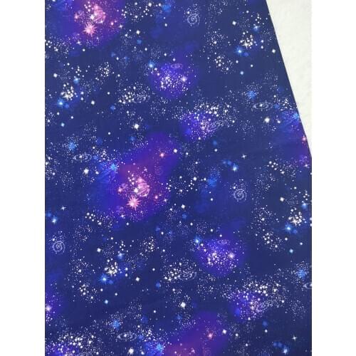 Universe Galaxy Night Sky Dark Blue Astronomy Milk Way Flare Star Cotton Fabric Sewing Cloth Dress Textile Tissue