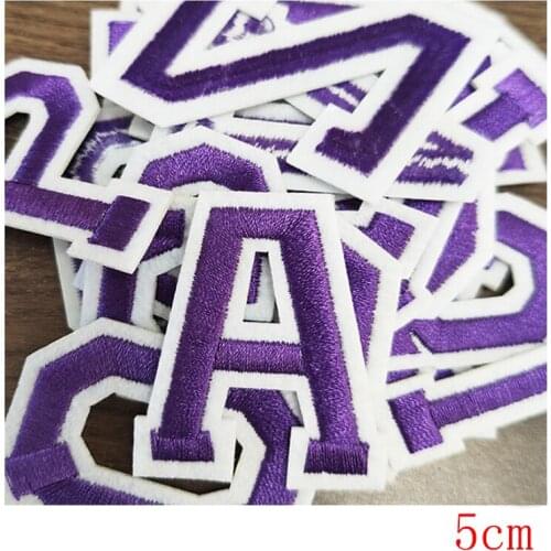 Embroidery Brand Patch Purple Color Name Letter Sew on Transfer Iron on Sticker Baby Clothes Bag Decoration