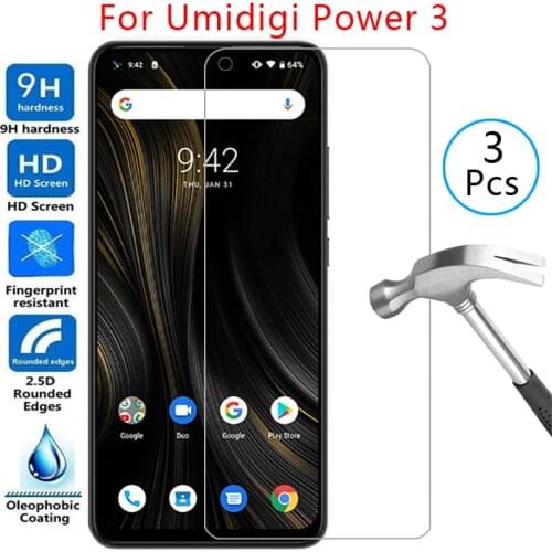 Tempered glass screen protector for umidigi power 3 case cover on umi digi power3 6.53 protective phone coque bag umidigipower3