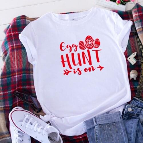 2021 Summer New Womens T-Shirt Egg Hunt Is on Letter T-shirt Cotton Oversized T-shirt Harajuku T-shirt Women Sexy Tops Clothes