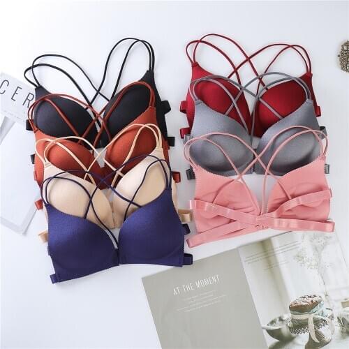 2020 Women Tube Vest Crop Wireless Lingerie Sexy V-Neck Camisole Seamless Underwear Solid Bralette Top Femme Sports Push Up Bra