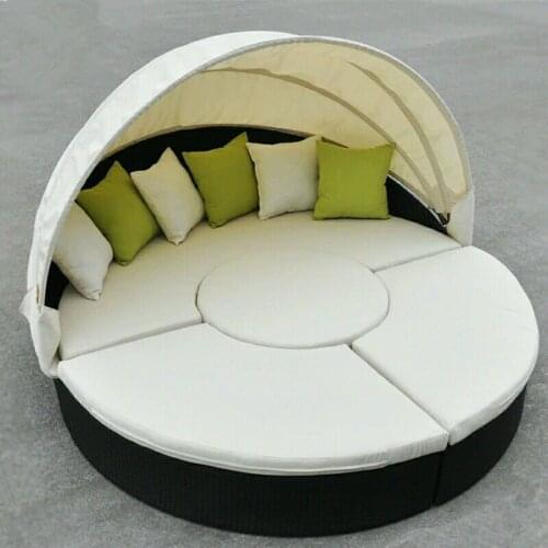 1.8meter OUTDOOR WICKER PATIO FURNITURE Multi Use Canopy Bed- Black Wicker