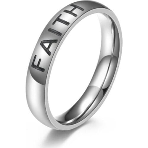 Fashion Lover Jewelry Couples Ring for Women Man Anniversary Gift Stainless Steel Simple Love Faith Hope Letter Wedding Rings
