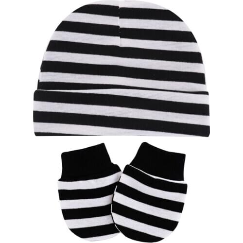 3pcs/Lot Simple Newborn Baby Births Cap Glove Set Soft Cotton Kids Infants Anti-scratch Gloves Hat Gifts