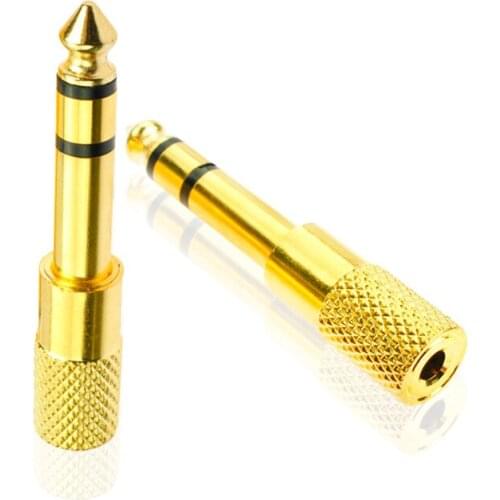 5PC 6.5mm To 3.5mm Adapter Jack Stereo Audio Adaptor for Microphone Headphone AUX Cable Gold Audio Adaptor