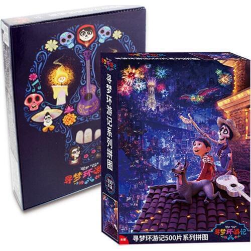 500pcs/set Coco Theme Puzzle Jigsaw Anime Miguel Movie Puzzles Jigsaw Kids Boys Birthday Party Gifts Supplies Toy