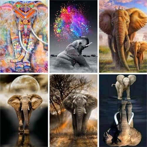 Huacan Diamond Embroidery Elephant 5D Diamond Painting Kit Animals Mosaic Picture Of Rhinestones Personalized Gift Home Decor