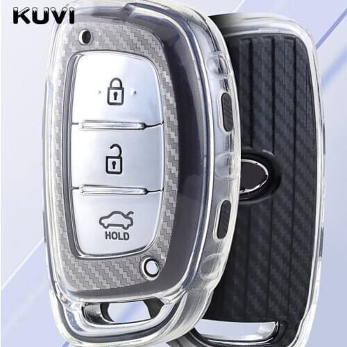 TPU Car Key Case Cover Bag For Hyundai IX25 IX35 I20 I30 I40 hb20 Santa Fe Creta Solaris 2017 3 Buttons Shell Accessories