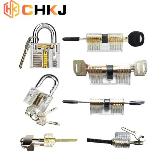 CHKJ High Quality 7PCS/Lot Transparent Locks Combination Practice Locksmith Training Tools Visible Lock Sets Free Shipping