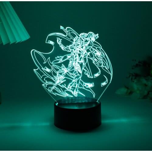 Anime Figure Lamp Led Night Light Kids Genshin Impact For Indoor Festival Bedroom Illusion Novelty Party Decor Indie Adult Gift