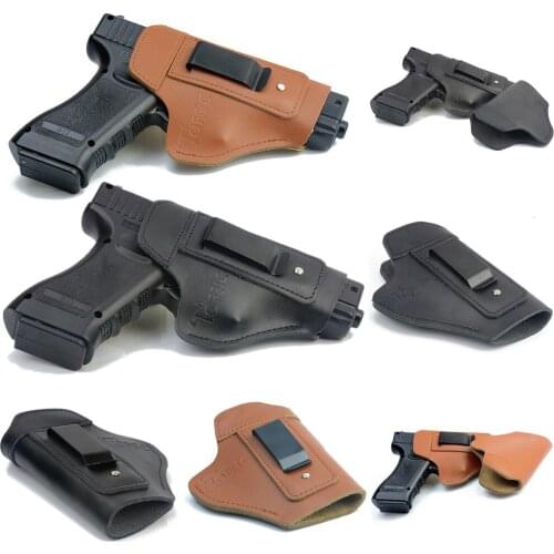 Leather IWB Concealed Carry Gun Holster for Glock 17 19 22 23 43 Sig Sauer P226 P229 Ruger Beretta 92 M92 s&w Pistols Clip Case