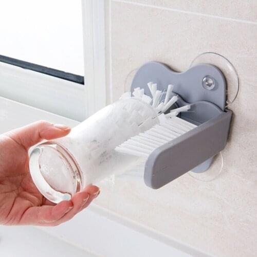 Kitchen Cup Cleaning Brush Wall Mounted Kitchen Accessories Plastic Cup Cleaning Tool Cup Washing Gadget Household