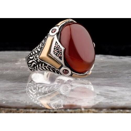 Quartz Traditional Turkish 925 Sterling Silver Mens Handmade Signet Rings Jewelry Gift From Turkey for Women Men