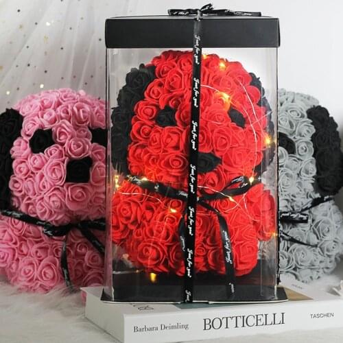 Hot Sale Red Bear Rose Artificial Flowers Teddi Bear of Rose Decoration Valentine Christmas Day Gift for Women Dropshipping