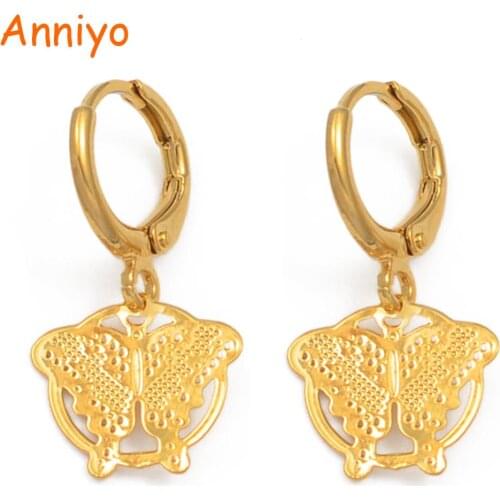 Anniyo Small Butterfly Earrings Women Girls Kids Gold Color Kiribati Earring Jewelry Mini Butterfly Earing for Childre #015316