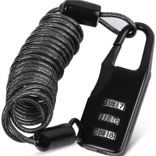 Mini Bicycle Lock Anti-theft Mini Helmet Lock Motorcycle Bike Cycling Scooter 3 Digit Combination Password Safety Cable Lock