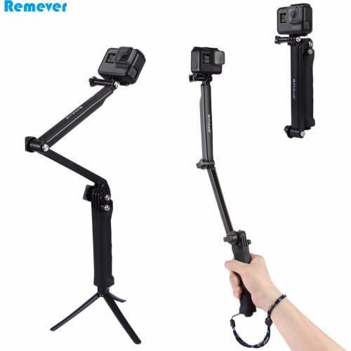 Mini Three sections Multi-function Selfie stick with Tripod Extendable Monopod for GoPro Hero 5 4 3 Sjcam Xiaoyi Action Cameras