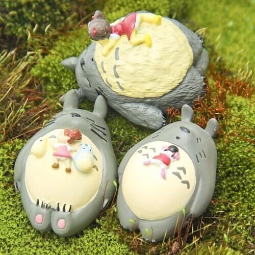 Miyazaki Totoro Xiaomei climb sleep Totoro more meat micro landscape gardening floral ornaments Action Figure doll Toys Gifts