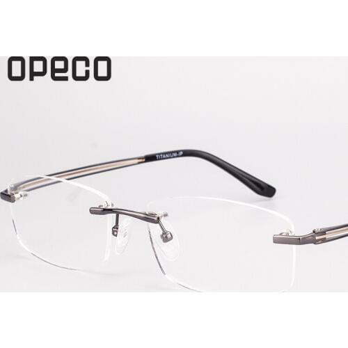 Opeco pure titanium Flexible mens Rimless fashion eyeglasses including RX lenses prescription eyewear frame spectacles 9123