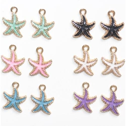 Mixed 10pcs Enamel Sea Starfish Charms Pendants Handmade Earrings Neacklace Charm Crafting Jewelry Making
