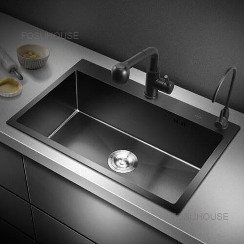 Nano Sink Kitchen Black Sink Single Sink 304 Stainless Steel Sink Household stainless steel sink black sink kitchen fixtures