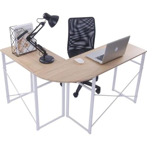 New L-Shaped Corner Office Desks Vintage Oak Black Color Office Table Computer Desk Table Computer Table Study Desk HWC