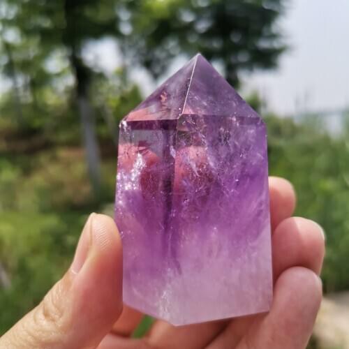 Drop shipping Natural amethyst quartz Crystal gemstone point reiki healing chakra rock purple crystal wand wedding gift