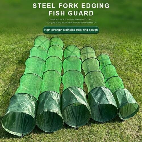 Fish Basket Live Fish Trap Net Folding Waterproof Gluing Coating SUS Ring Cage Fishing Tackle Tool Pesca Accessories