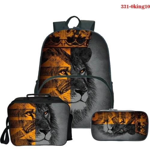 The King Backpack Kid Boys Cartoon Lion King 3d Print School Bags Children Girl Kindergarten Backpack with Pencil Case Lunch Bag
