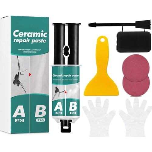 Home Tile Mending Agent Tile Filling Paste Set Squeeze Tube Tile Restore Ab Glue with Scraper Stirring Stick Cover 50g N0PA