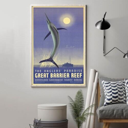 The Anglers Paradise, Australias Great Barrier Reef travel poster Canvas Print Wall Painting Home Decoration (No Frame)
