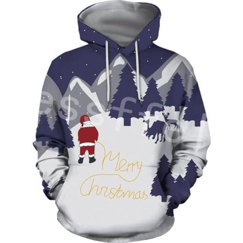 Tessffel Merry Christmas Santa Claus 3D Printed Hoodies Sweatshirts Zip Hooded For Men And Women Casual Streetwear Style-C48