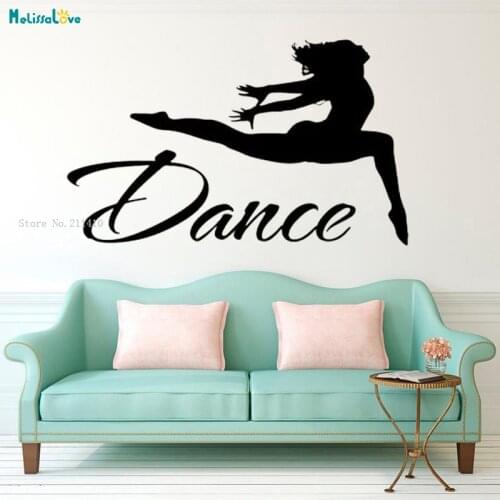 Dance Wall Decal Quote Dancer Jump Silhouette Vinyl Decals Stickers Girls Bedroom Ballet Studio Art Home Decor Removable YT1300