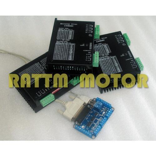 High Quality CNC Stepper motor Controller kit 3pcs CW8060 3 Axis with 5 Axis Interface Breakout Board for CNC router milling
