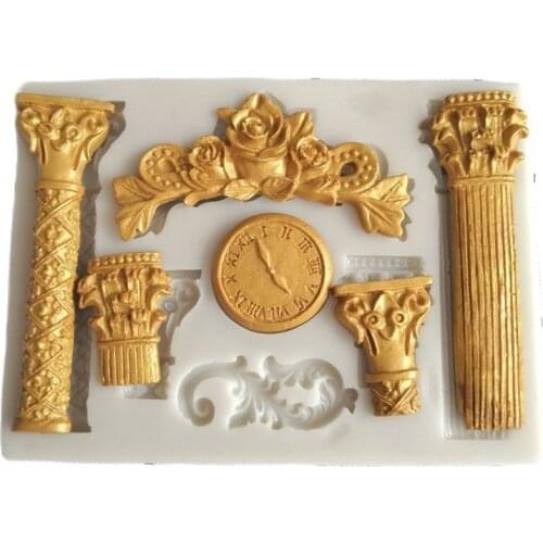 Relief Embossed Rome Pillar and Clock Silicone Fondant Mold Sugar Craft Mold Chocolate Mold Cake Decoration Tool K812