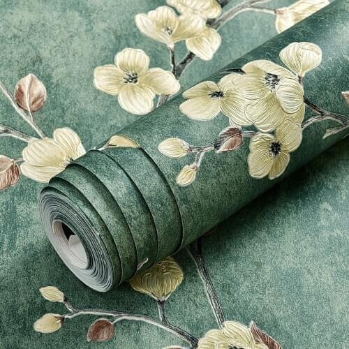Green Embossed Damask Wallpaper Bedroom Living room Background Floral Pattern 3D Textured Wall Paper Home Decor 10M Roll