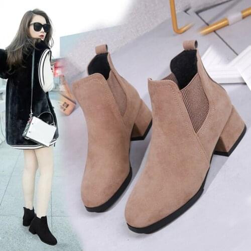 2020 Ladies Autumn And Winter New Fashion Casual Boots Women Round Head With High Heels Botas Mujer Bota Feminina Women Shoes
