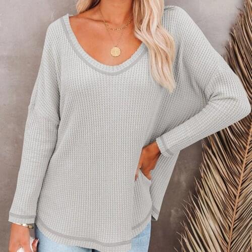 Women Sweaters Casual Loose Oversized Waffle Pullovers Sweaters O Neck Bat Sleeves Tops Spring Autumn Ladies Solid Color Jumpers
