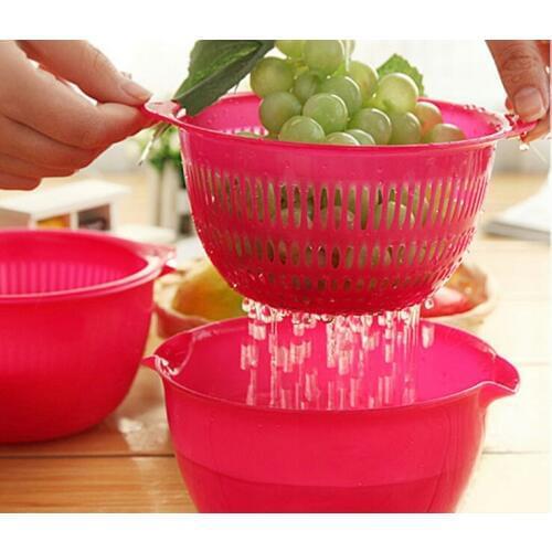 1pcs Pot Pan Double fruit drop screen wash laden fruit bowl / Strainer Sieve Colander