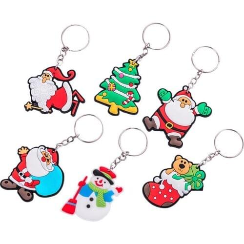 1pc Cartoons Christmas Keychain Xmas Sock Snowman Santa Claus Decor Keychain Cartoon Key Pendant Decor Accessories