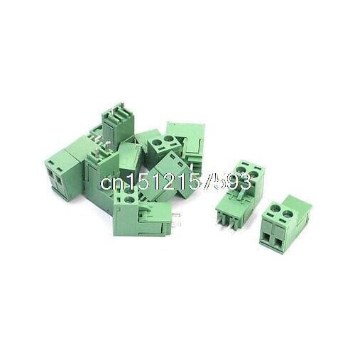 10 Pcs 300V 15A 5.08mm PCB Mounting Green Plastic Screw Terminal Block