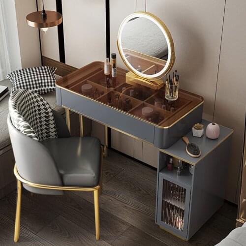 50cm-80cm Dressing Table Light Luxury Style Dressing Table Bedroom Integrated Storage Cabinet Makeup Vanity Table With Mirror
