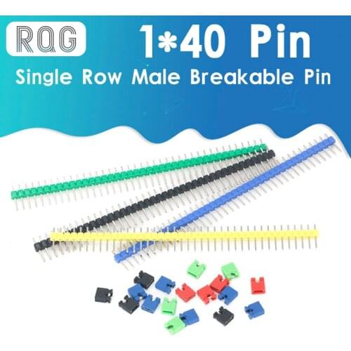 70pcs/lot 2.54mm 1*40 Pin Single Row Male Breakable Pin Header Connector Strip & Jumper Blocks for Arduino Colorful 2.54mm 1x40