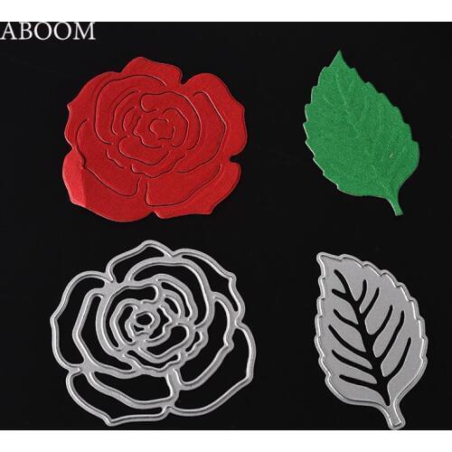ABOOM 1PC Fresh Metal Cutting Dies Rose Leaves Paper Shaper Cutter Die Cut Cutter Crapbooking And Stamping Arts Crafts Stencils