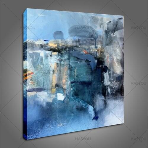 Abstract modern canvas wall handmade contemporary famous artist blue seascape oil painting on canvas for living room decoration
