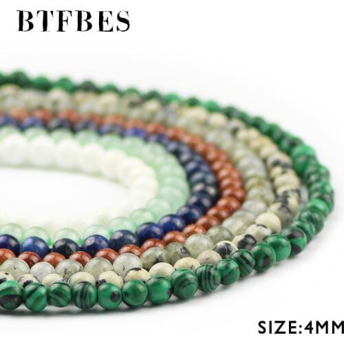 BTFBES 4mm Malachite Tiger Eye Stone obsidian Golden sand Stone Natural Stone Bead Round Loose Beads Jewelry Bracele Making DIY