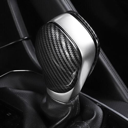 2PCS CARBON FIBER PRINT GEAR SHIFT KNOB COVER MOLDING FOR RENAULT KADJAR KOLEOS QM6 2017 2018 ACCESSORIES CAR STYLING