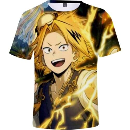 My Hero Academia Denki Kaminari 3D Print T-shirt Men/Women Summer Casual Short Sleeve T Shirt Clothes