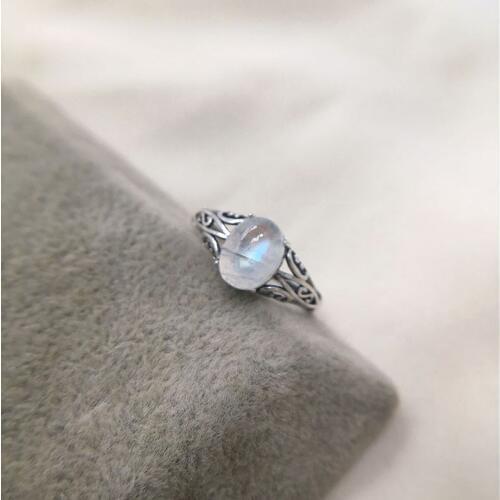 7mmx9mm Natural Moonstone 925 Sterling Silver Hollow Infinity Rings For Women Wedding Engagement Vintage Jewelry Finger Bague